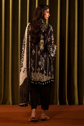 Sana Safinaz Embroidered Linen Suits Unstitched 3 Piece M243-020B-3CQ – Luxury Winter Collection